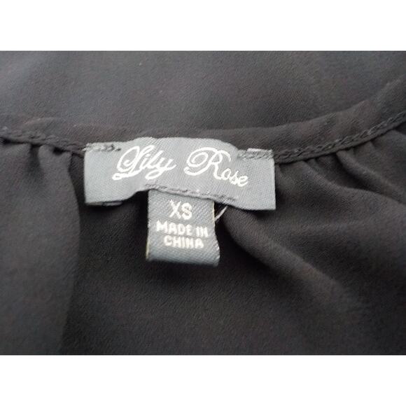 Lily Rose Black Tank Top Women size XS Peplum Spaghetti Straps Chiffon Boho - Picture 6 of 7